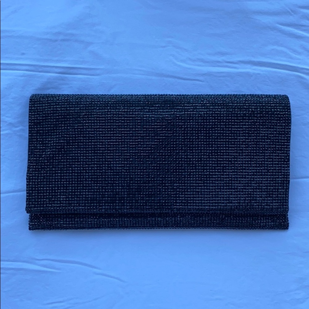 Sondra Roberts Black Crystal Foldover Clutch